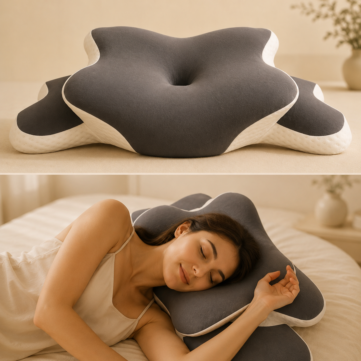 Oreiller cervical en mousse à mémoire de forme.